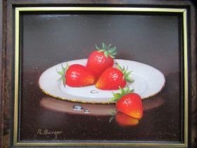 'Strawberries' Oil Painting by Ronald Berger, RRP £595, (12" x 13" including frame)