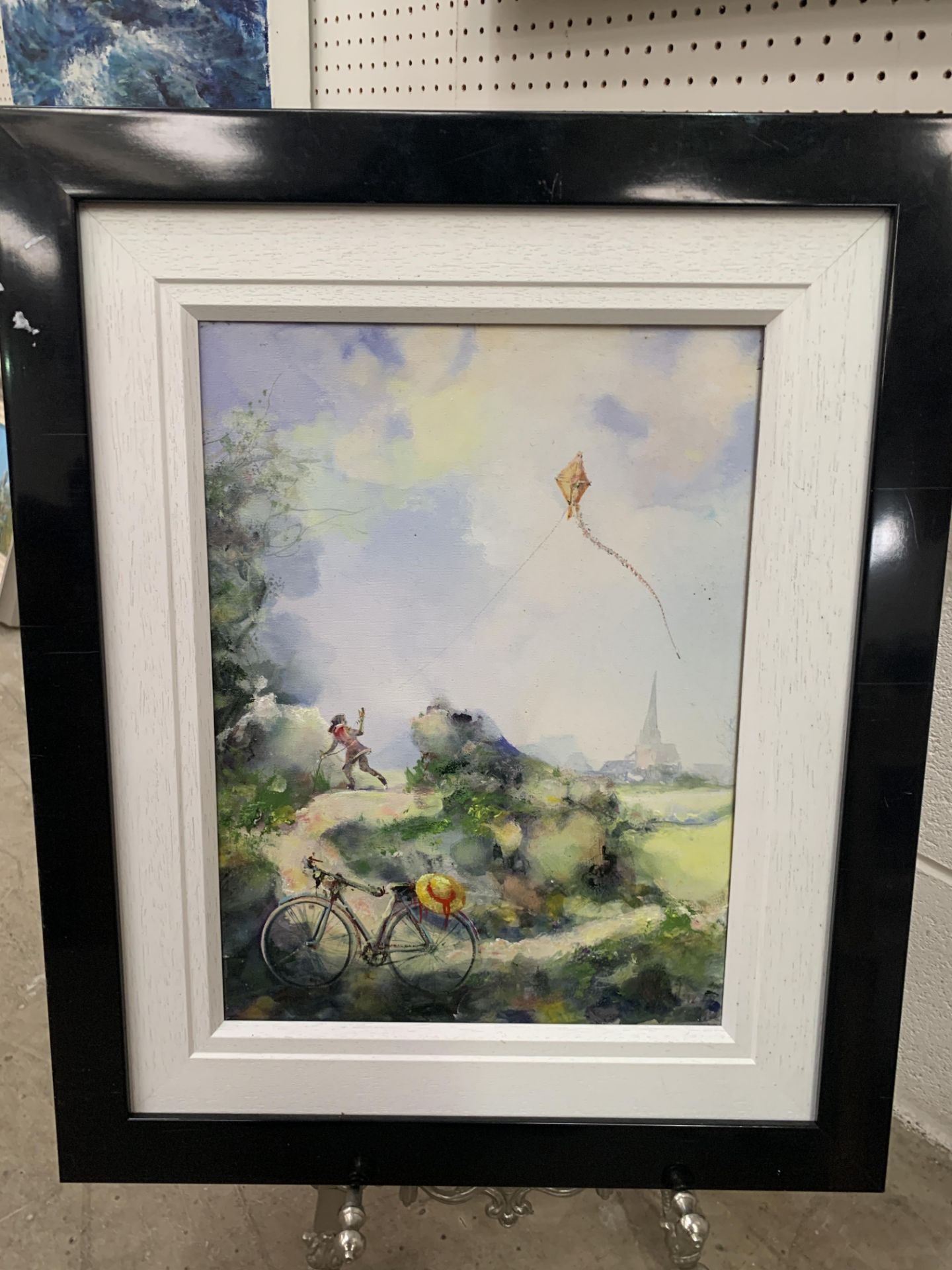 'Child with Kite Scene' Oil Painting by Jorge Aguilar-Agon, RRP £3,995 (19" x 23" including frame) - Image 2 of 3