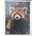 'Red Panda' Oil Painting by Alex Bell, RRP £695 (16" x 20" including frame)