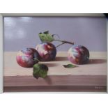 'Three Plums' Oil Painting by Zoltan Preiner, RRP £795. ( 17" x 15" including frame)