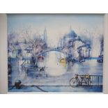 'European City Riverscape Scene', Oil Painting by Jorge Aguilar-Agon, RRP £7,995