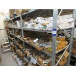 Large quantity of assorted ironmongery to four bay rack