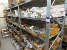 Large quantity of assorted ironmongery to four bay rack