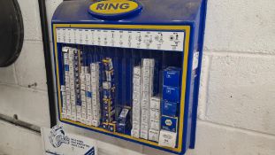 Quantity of Ring Automotive Bulbs with Wall Mounted Storage. As lotted per photos