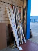 Lot to wall to include various lengths of plastic piping, 2 Ideal Standard toilet bowls, stainless