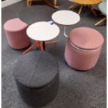 2 x Naughtone Lasso stools and tables, with 1 x Naughton Knot 500 circular side table, and 1 x