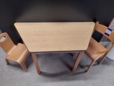 Millhouse children’s classroom table, with 2 x assorted chairs (Location: Neath)