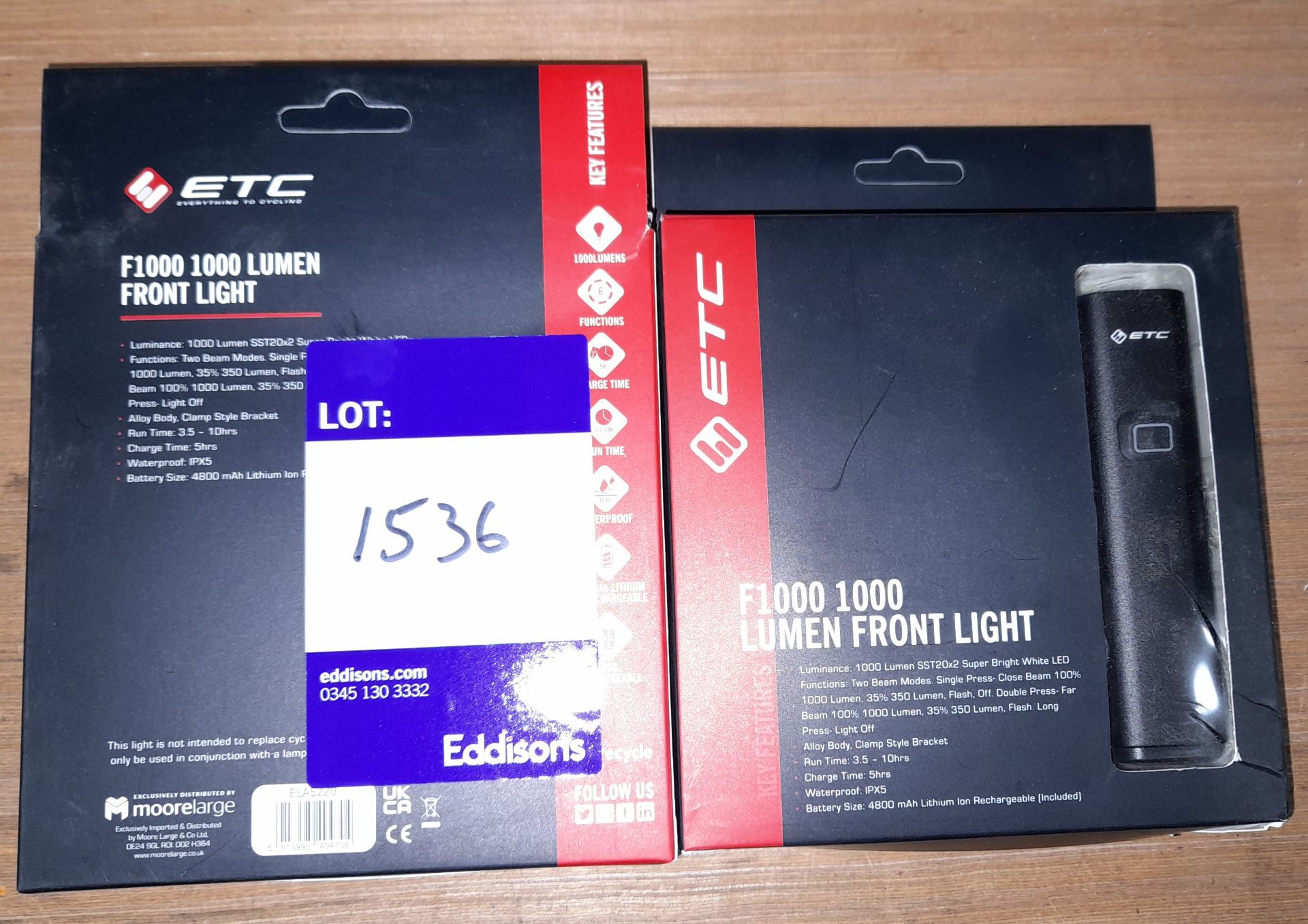 2 x ETC F1000 1000 Lumen Front Light (This lot forms part of composite lot 1621 and at the end of - Image 2 of 2
