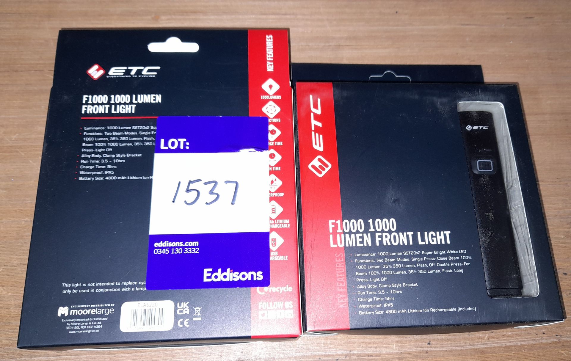 2 x ETC F1000 1000 Lumen Front Light (This lot forms part of composite lot 1621 and at the end of - Image 2 of 2