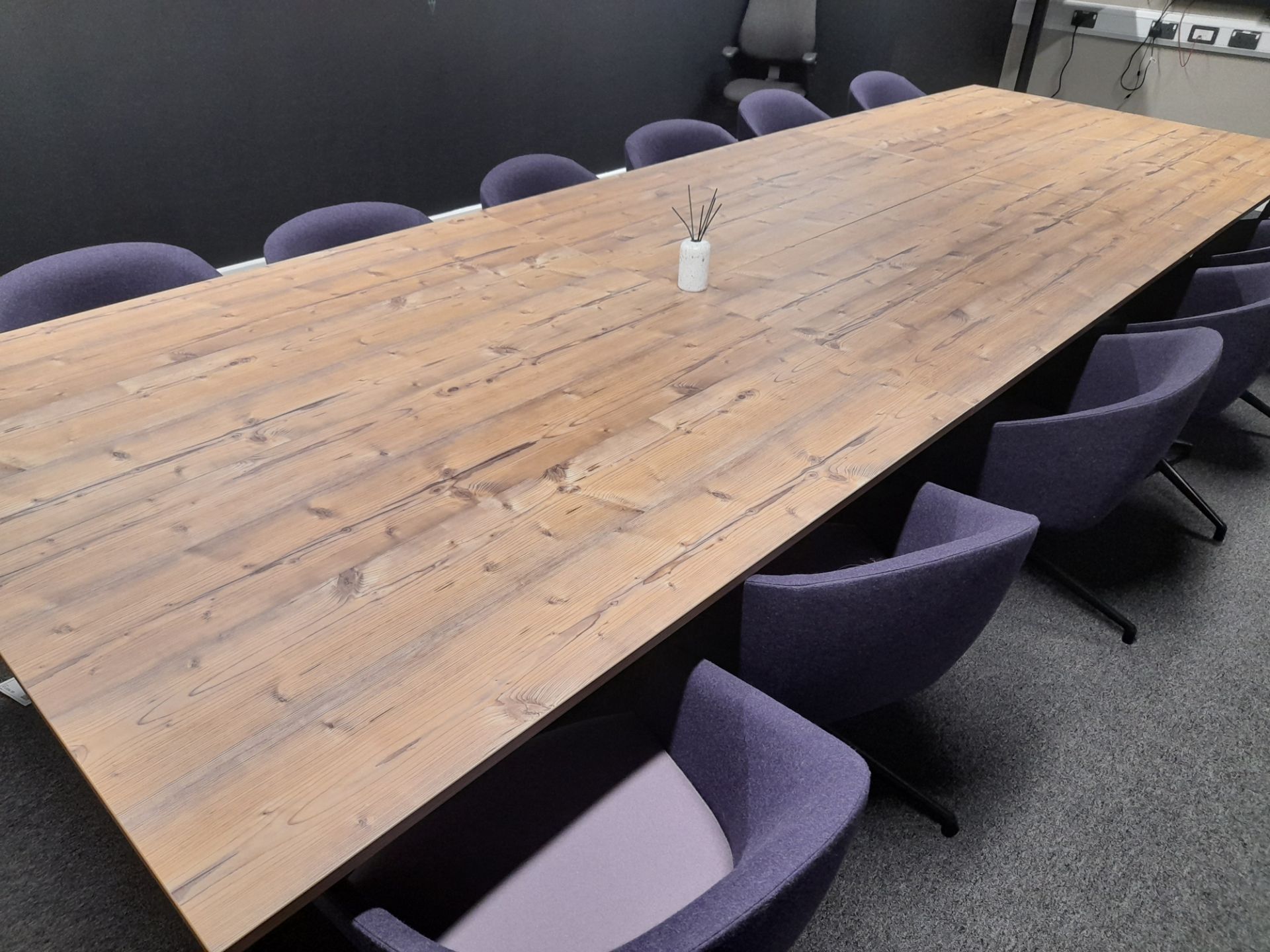 6 x Section boardroom table (Approx. 1600 x 800), with 12 x Swivel tub chairs, located to - Image 6 of 6