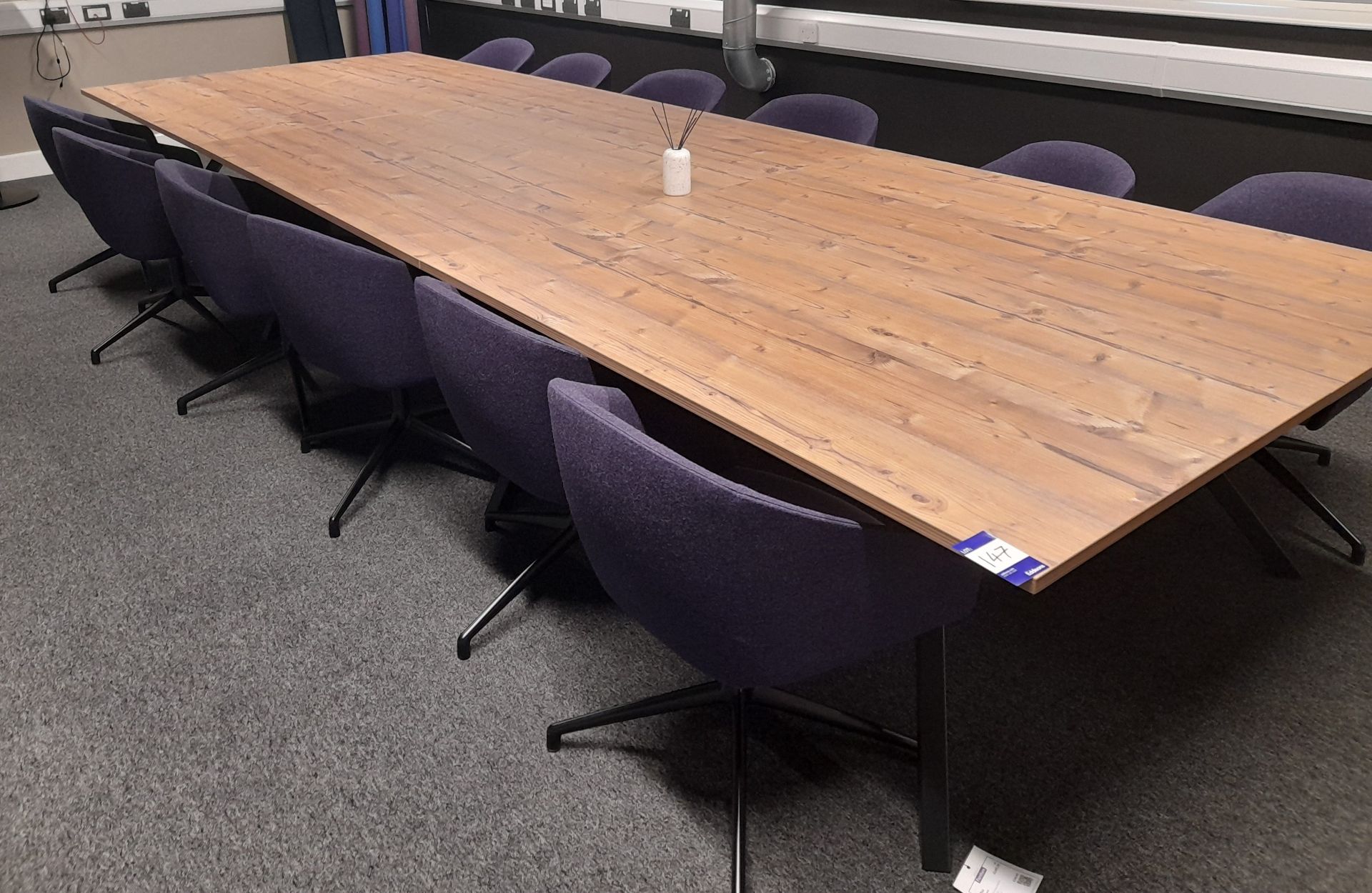 6 x Section boardroom table (Approx. 1600 x 800), with 12 x Swivel tub chairs, located to - Image 2 of 6