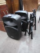 Pair of Vonyx 12" VSP-122A Speakers with Stands - No Cables