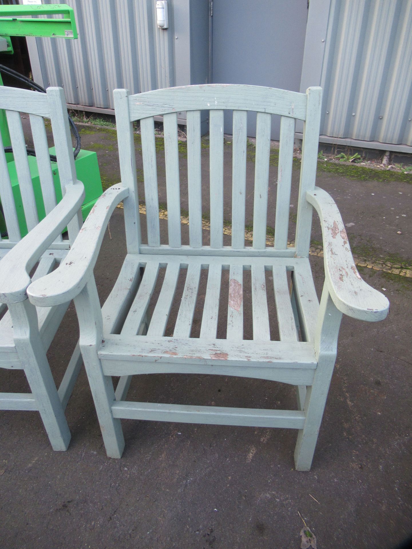 A Pair of Painted Wooden Garden Chairs - Image 3 of 3