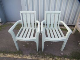 A Pair of Painted Wooden Garden Chairs