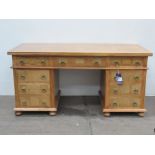 Large Twin Pedestal Desk with Brass Handles (165 x 80 x 80cm)