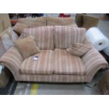 A Parker Knoll Upholstered Two Seater Sofa with Striped Pattern - Partners with lot 1115