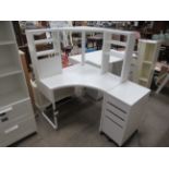 Painted Corner Desk Unit with Integrated Desk Organiser