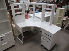 Painted Corner Desk Unit with Integrated Desk Organiser