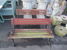 2 x Metal Framed Slatted Benches