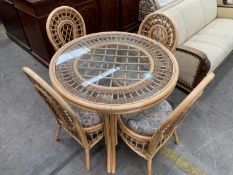 5pc Conservatory Suite with Glass Top Round Table & 4 Chairs