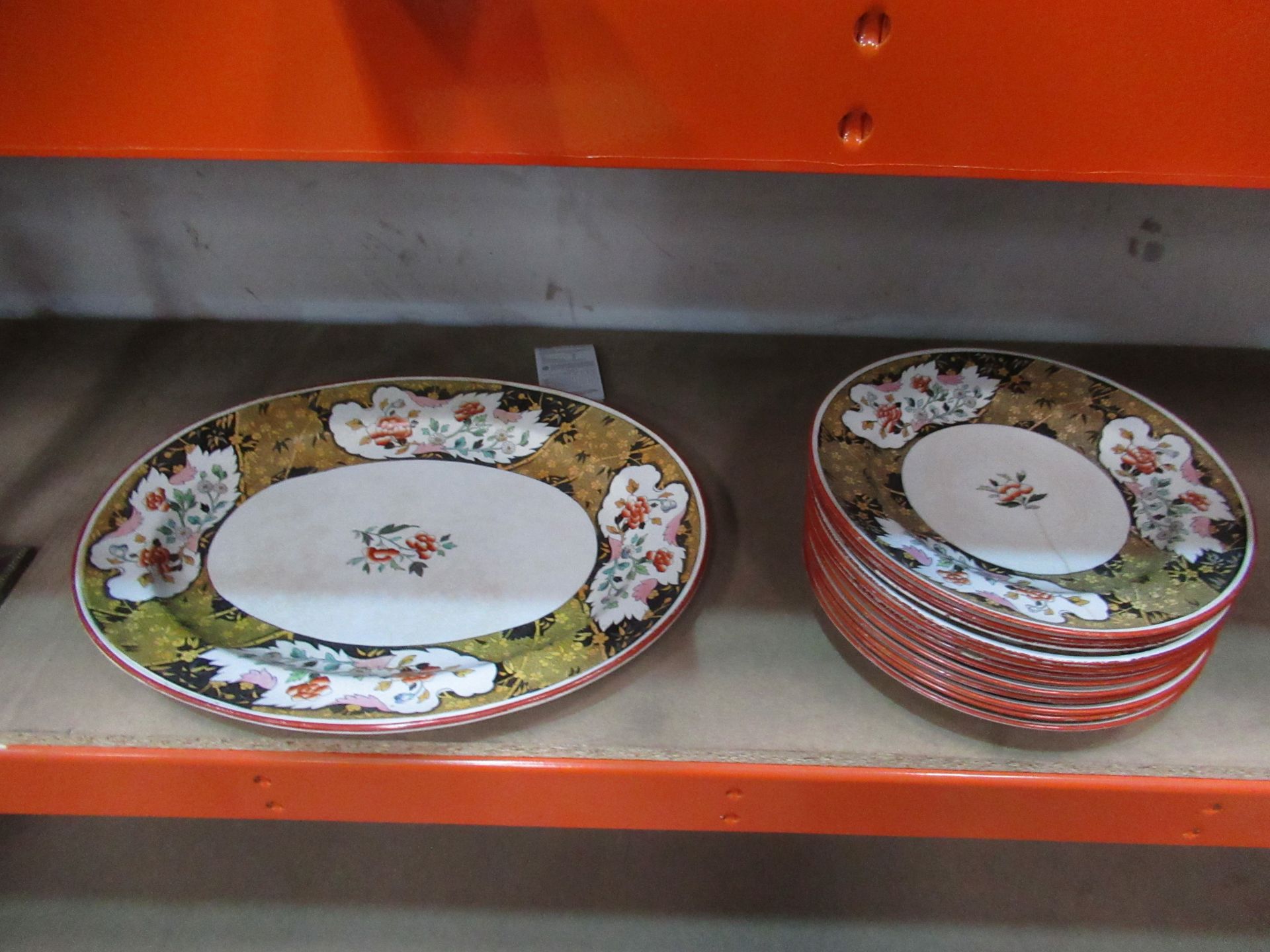 Mintons 'Eclipse' Dishes & Meat Plate and a Pair of Silver Plated Candlesticks - Image 2 of 4