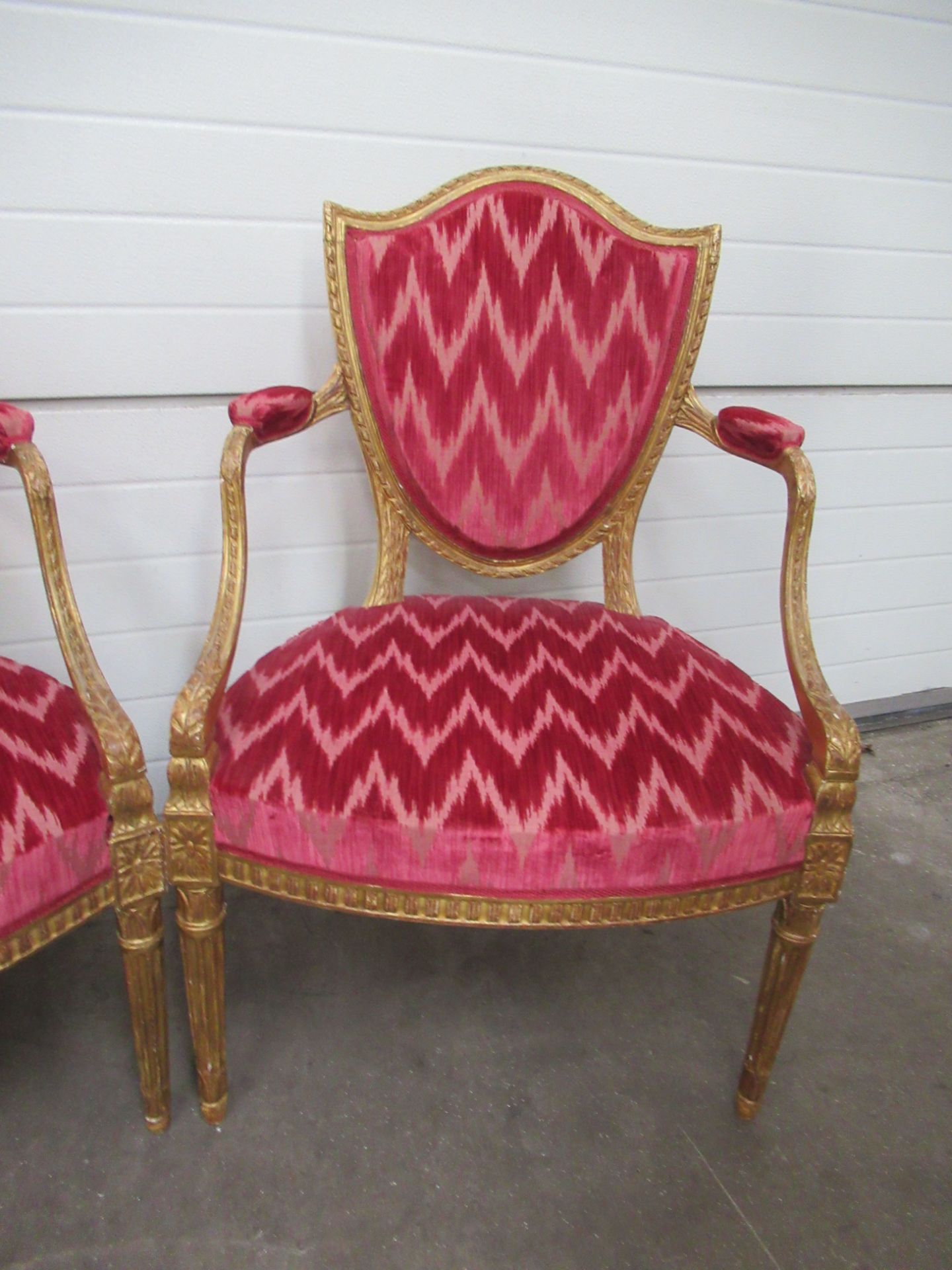 Pair of Gold and Pink Upholstered Salon Chairs - Image 2 of 3