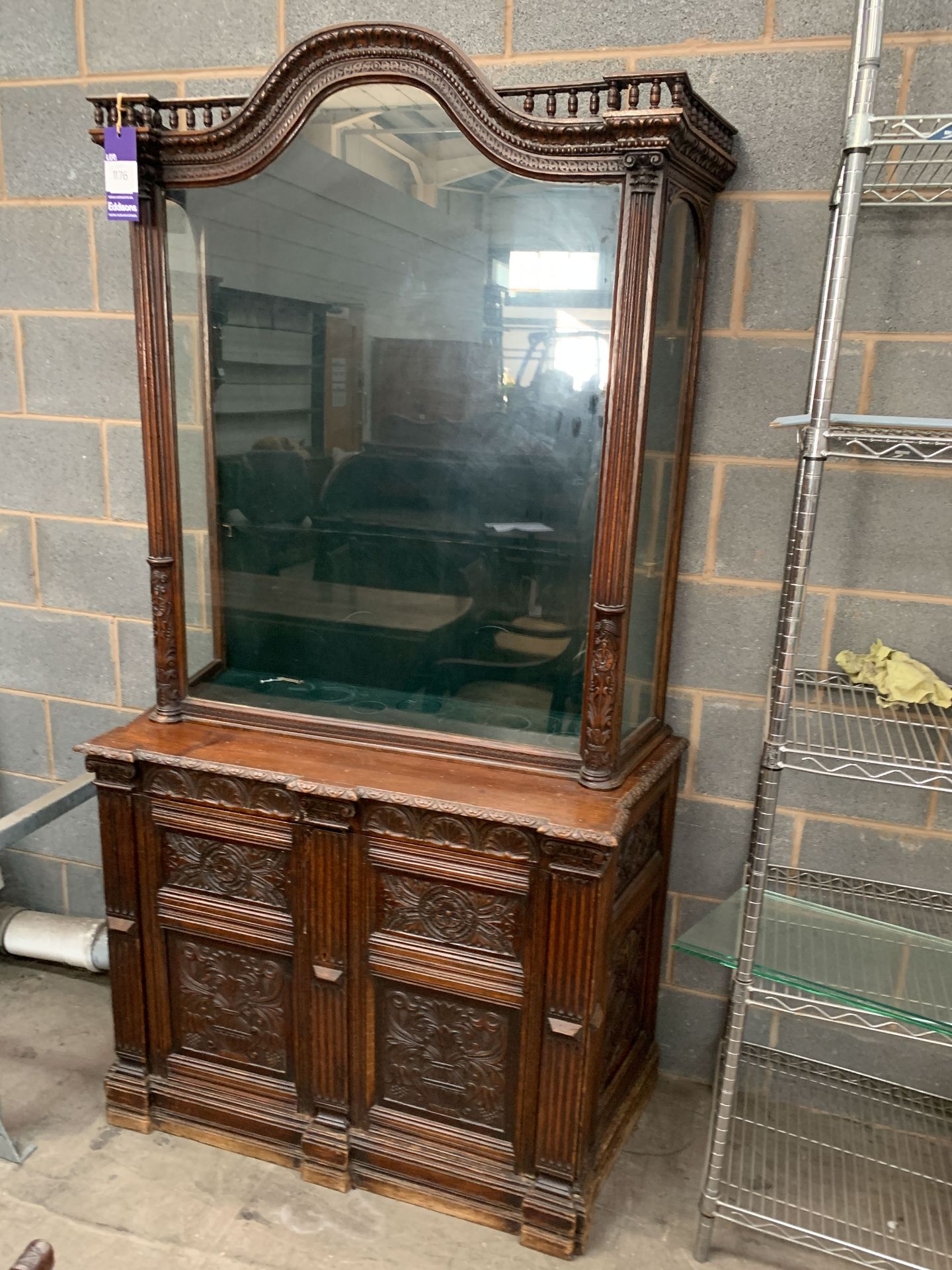 Heavily Carved Darkwood Display Cabinet