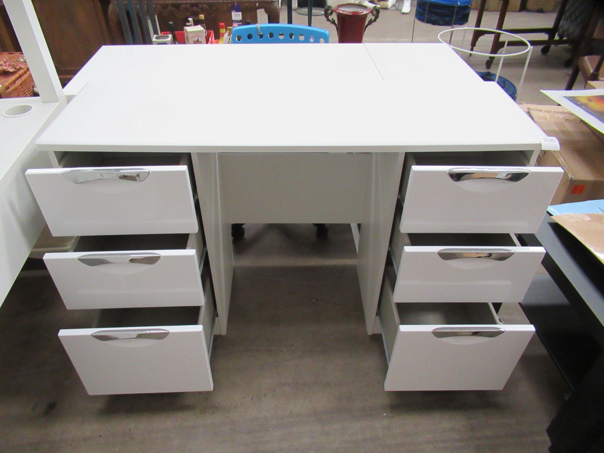 Painted Twin Pedestal Desk with Chrome Handles (128 x 39 x 79cm) - Image 2 of 2