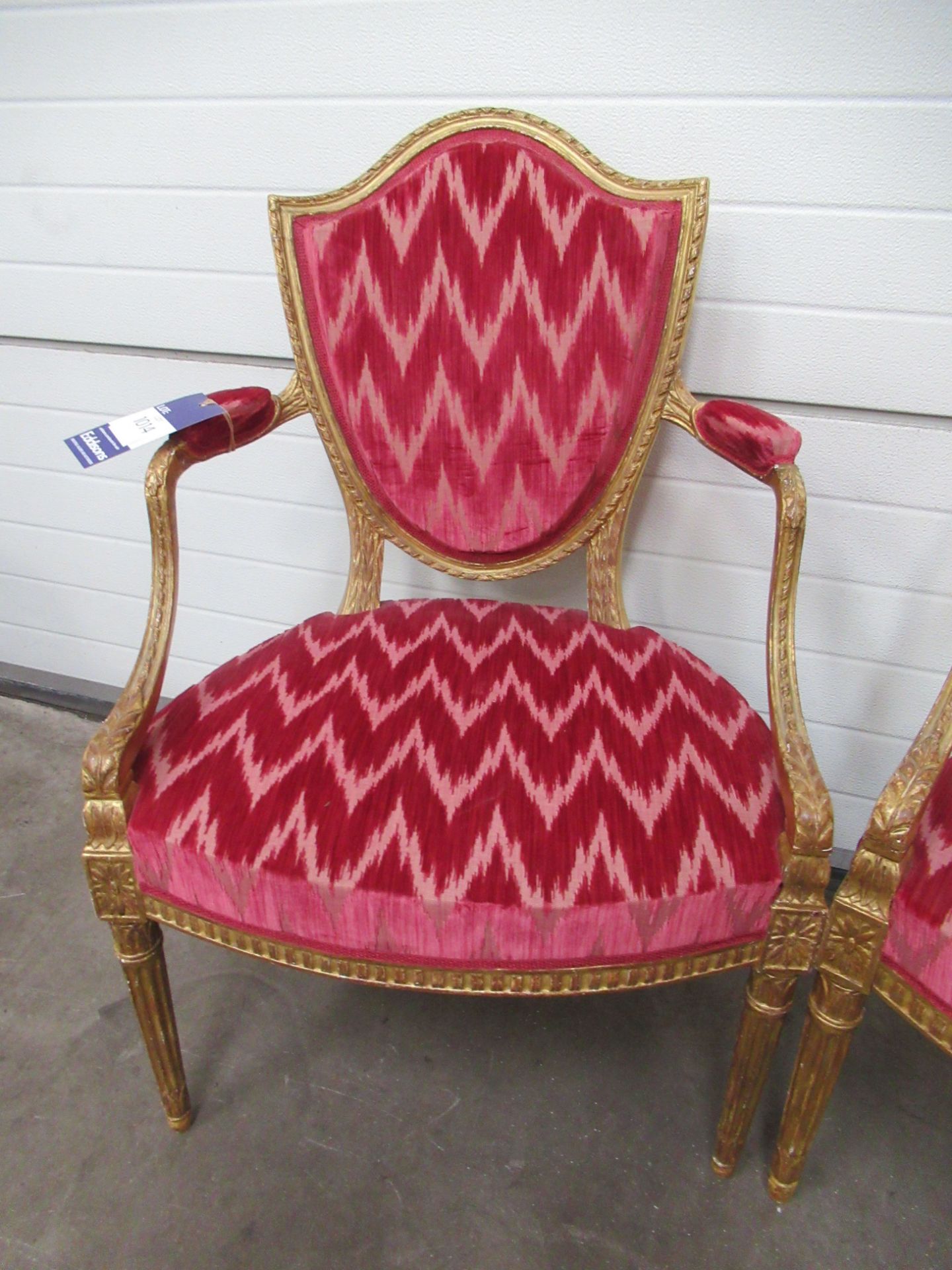 Pair of Gold and Pink Upholstered Salon Chairs - Image 3 of 3