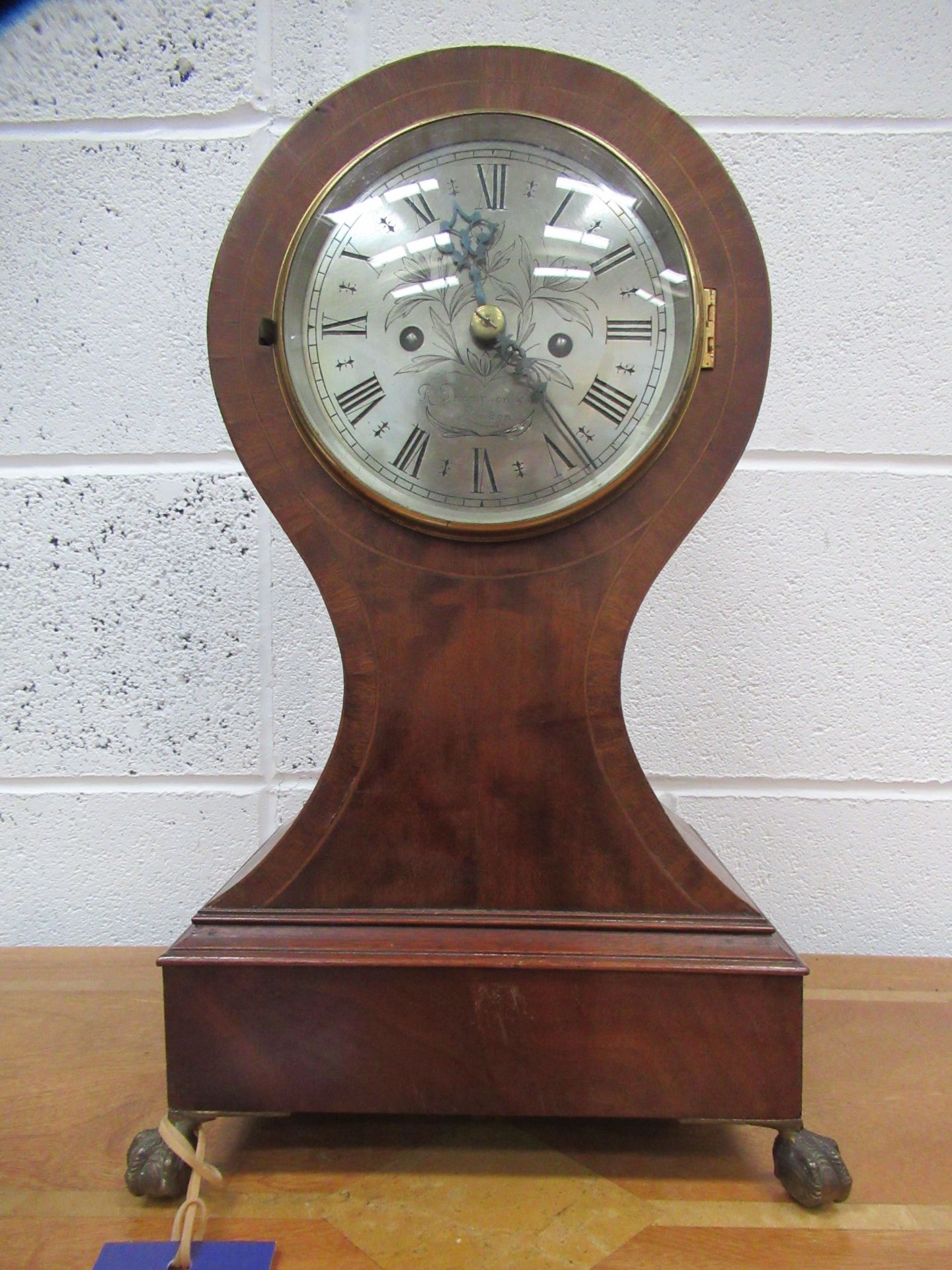 Wooden Balloon Clock with 'R Thompson & Son-London' Engraved to Clock Face - Image 2 of 6