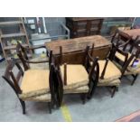 Oval Oak Drop Leaf Table (125 x 47/147 x 73cm) with a set of 10 (8+2) Mahogany Framed Dining Chairs