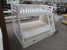 White Painted Single over Double Bunk Bed with Storage Drawers