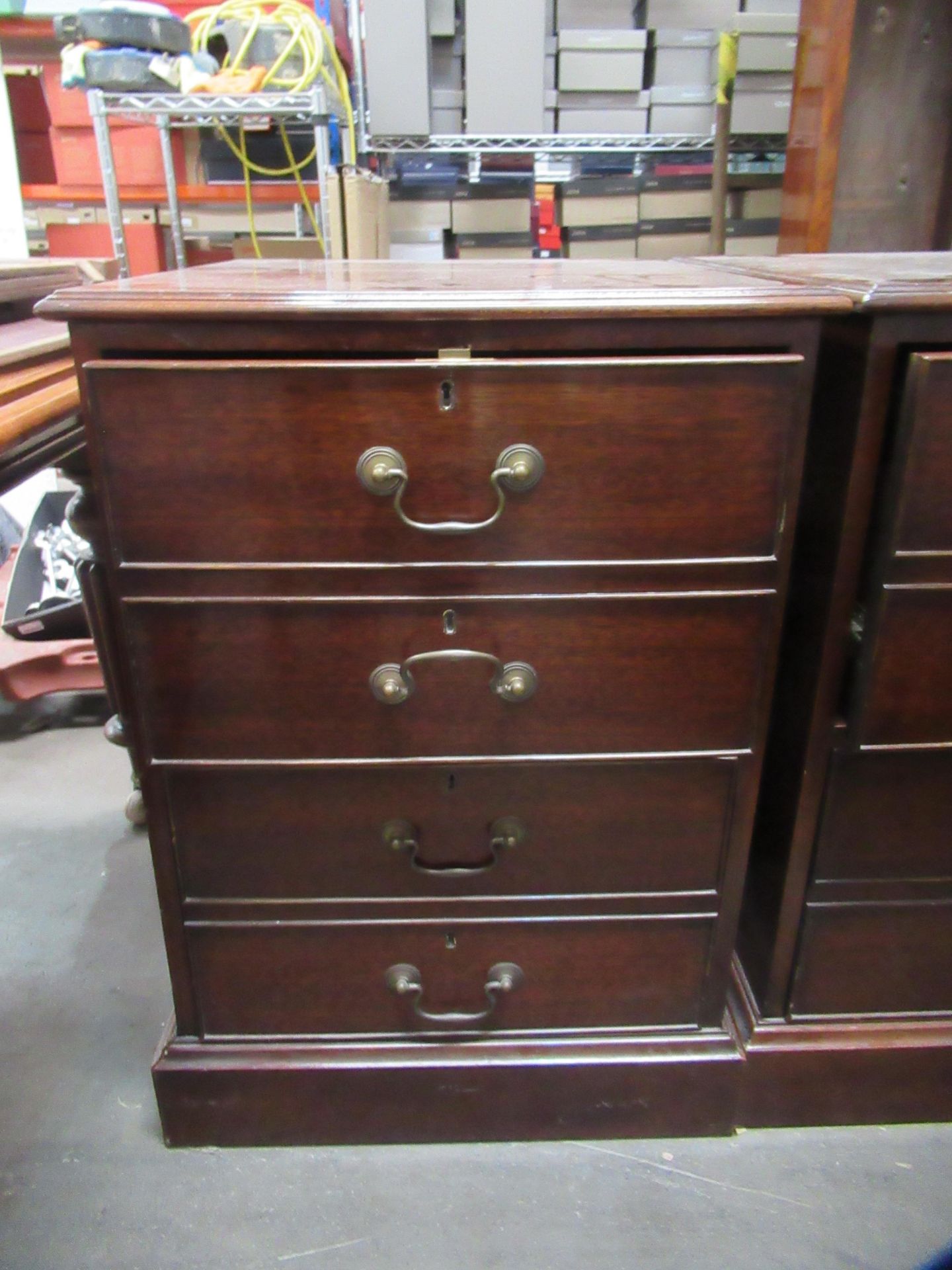Two Double Drawer Mahogany Filing Cabinets - locked but open - no keys - Image 2 of 5