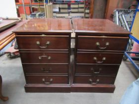 Two Double Drawer Mahogany Filing Cabinets - locked but open - no keys