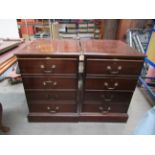Two Double Drawer Mahogany Filing Cabinets - locked but open - no keys