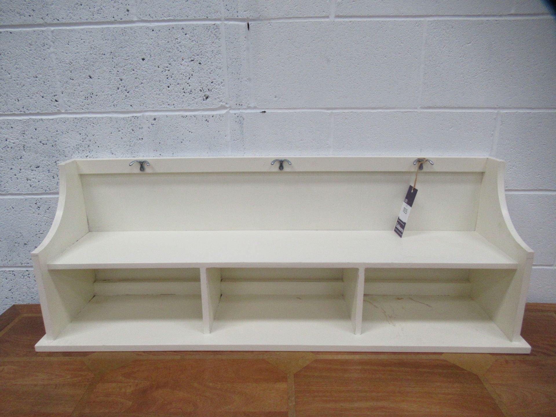 Three Section Painted Mountable Storage Unit with Three Coat Hooks (120cm wide)