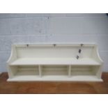 Three Section Painted Mountable Storage Unit with Three Coat Hooks (120cm wide)