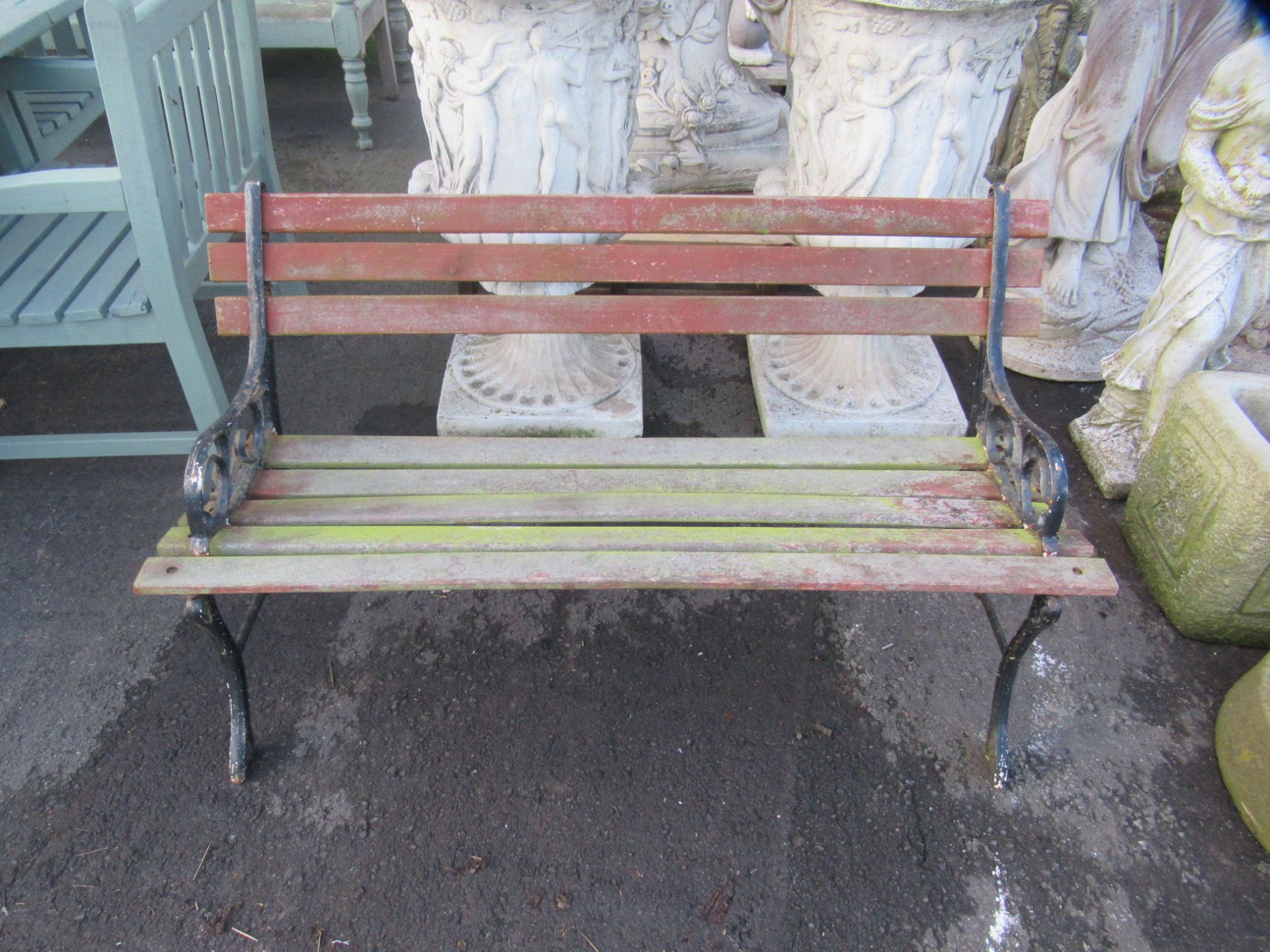 2 x Metal Framed Slatted Benches - Image 3 of 3