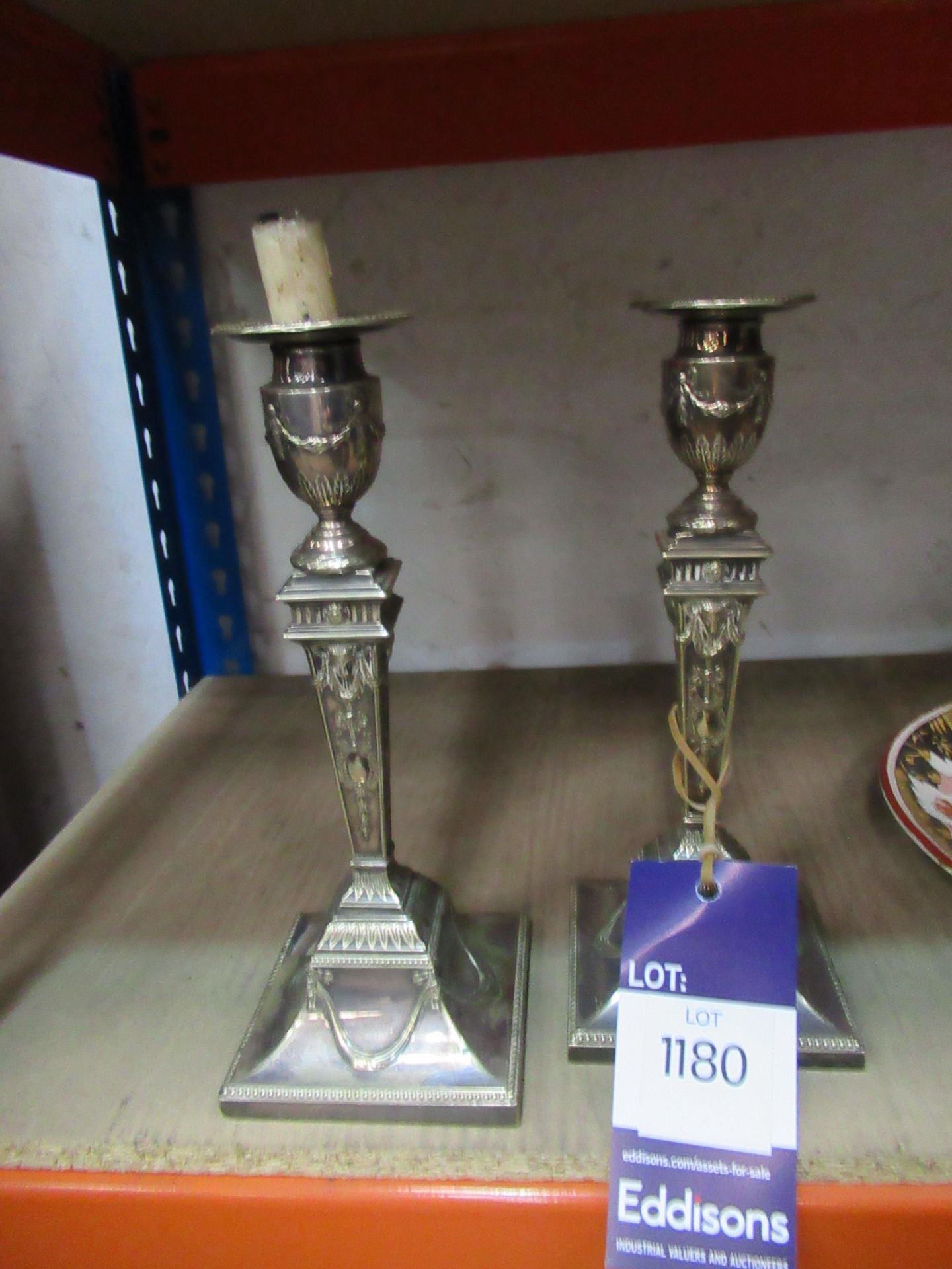 Mintons 'Eclipse' Dishes & Meat Plate and a Pair of Silver Plated Candlesticks - Image 3 of 4