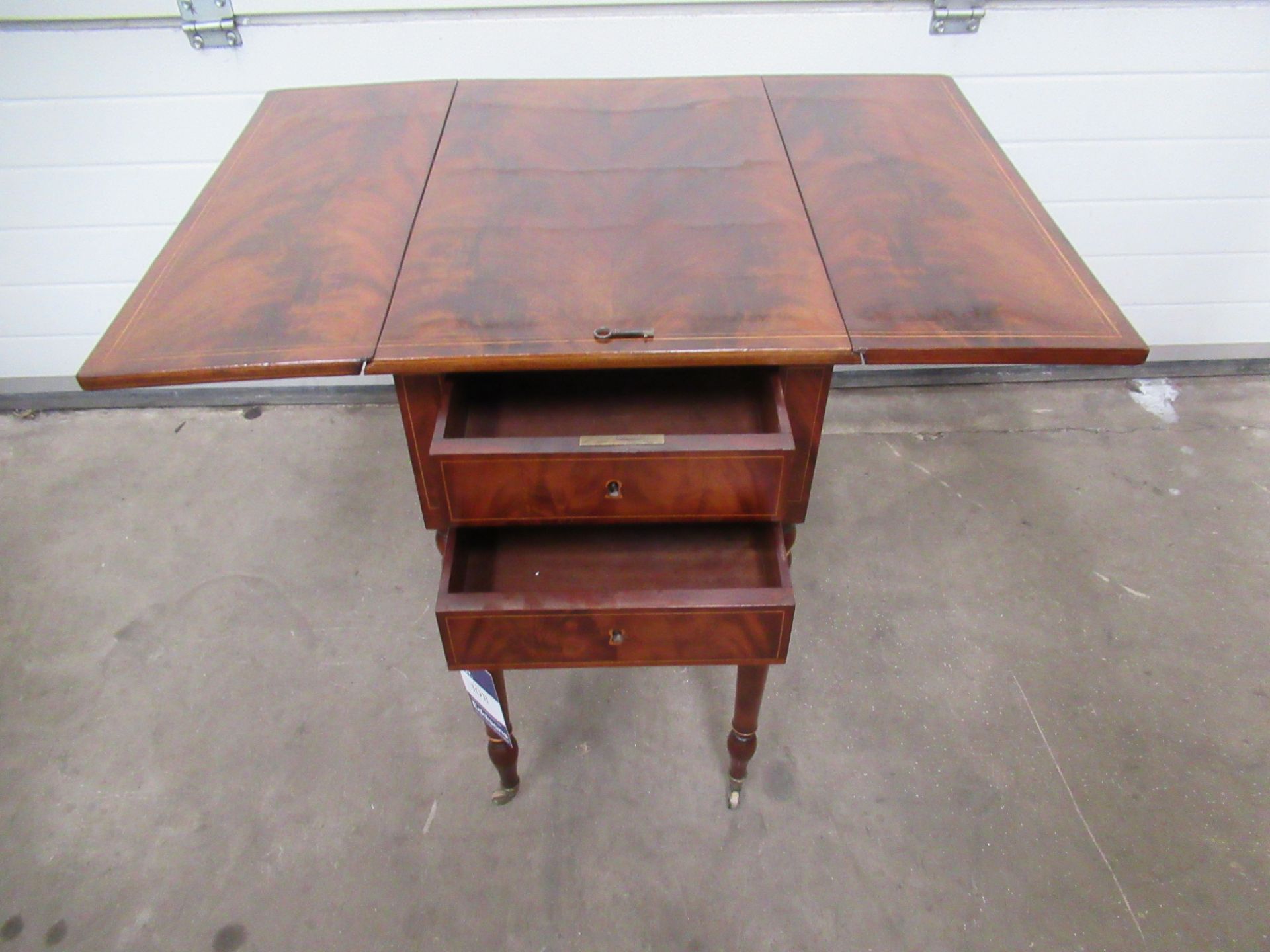 Mahogany Two Drawer Pembroke Table Raised on Castors - Image 4 of 4