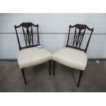 Pair of Mahogany Dining Chairs with Upholstered Seats