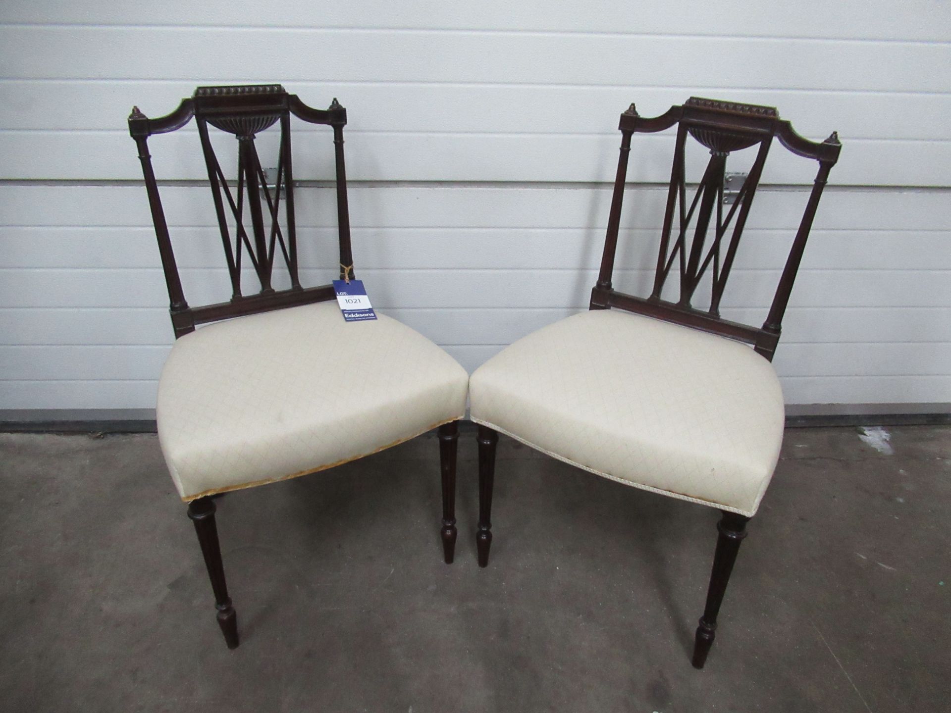 Pair of Mahogany Dining Chairs with Upholstered Seats