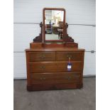 Mahogany Dressing Chest of Drawers with a Swivel Vanity Mirror