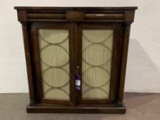 Mahogany and Silk Chiffonier with 2 Drawers and Brass Mouldings