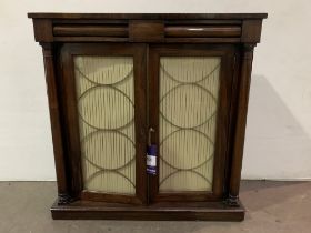 Mahogany and Silk Chiffonier with 2 Drawers and Brass Mouldings