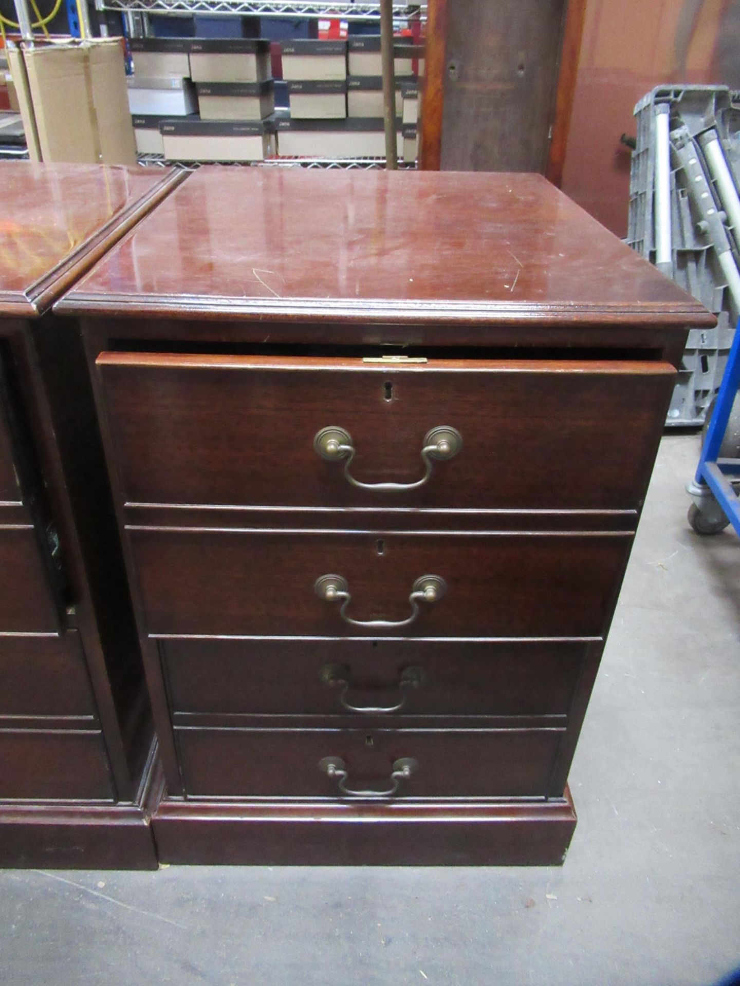 Two Double Drawer Mahogany Filing Cabinets - locked but open - no keys - Image 4 of 5
