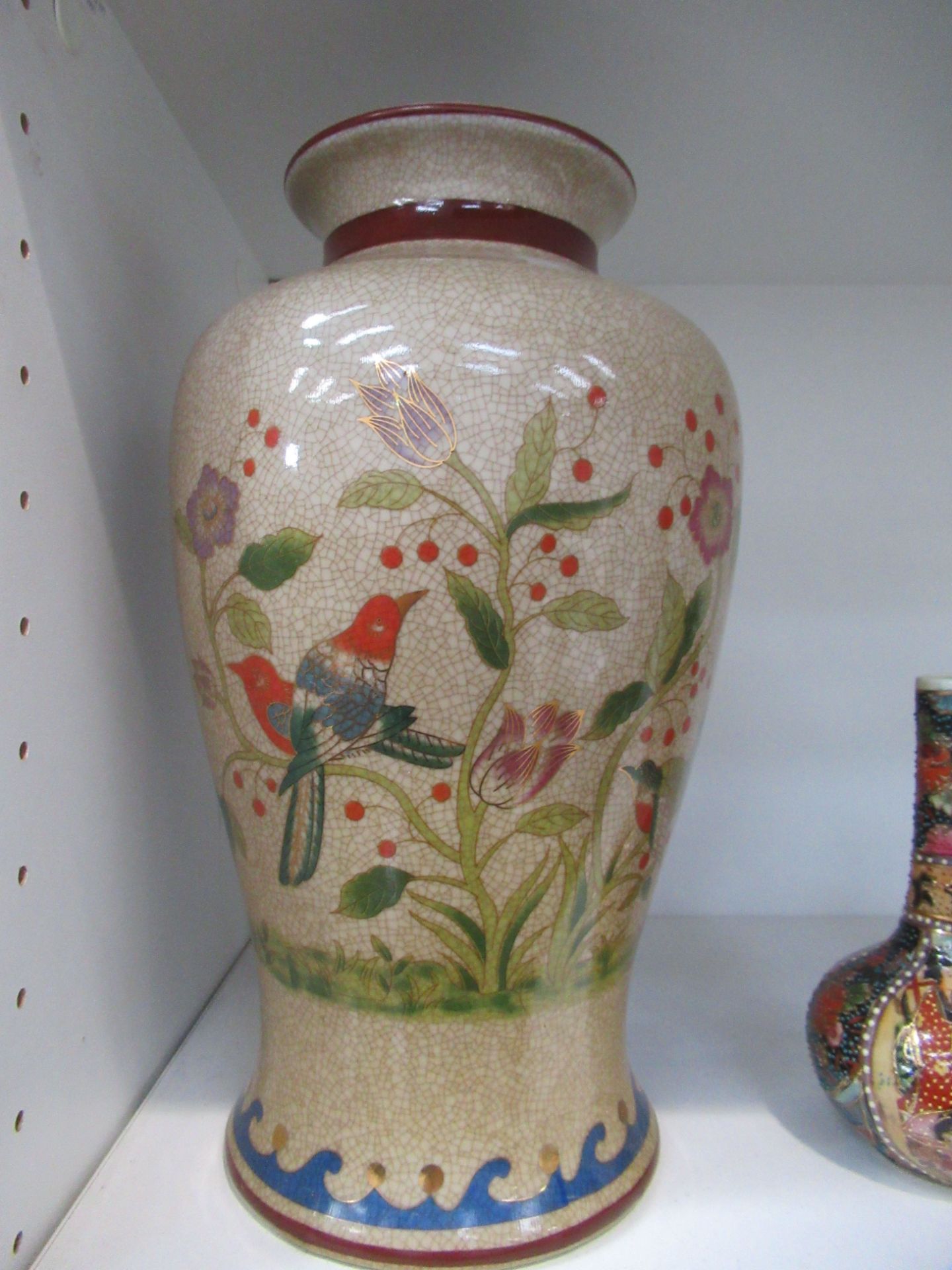 Shelf of Various Porcelain Items including a Vase with painted birds. - Image 9 of 9
