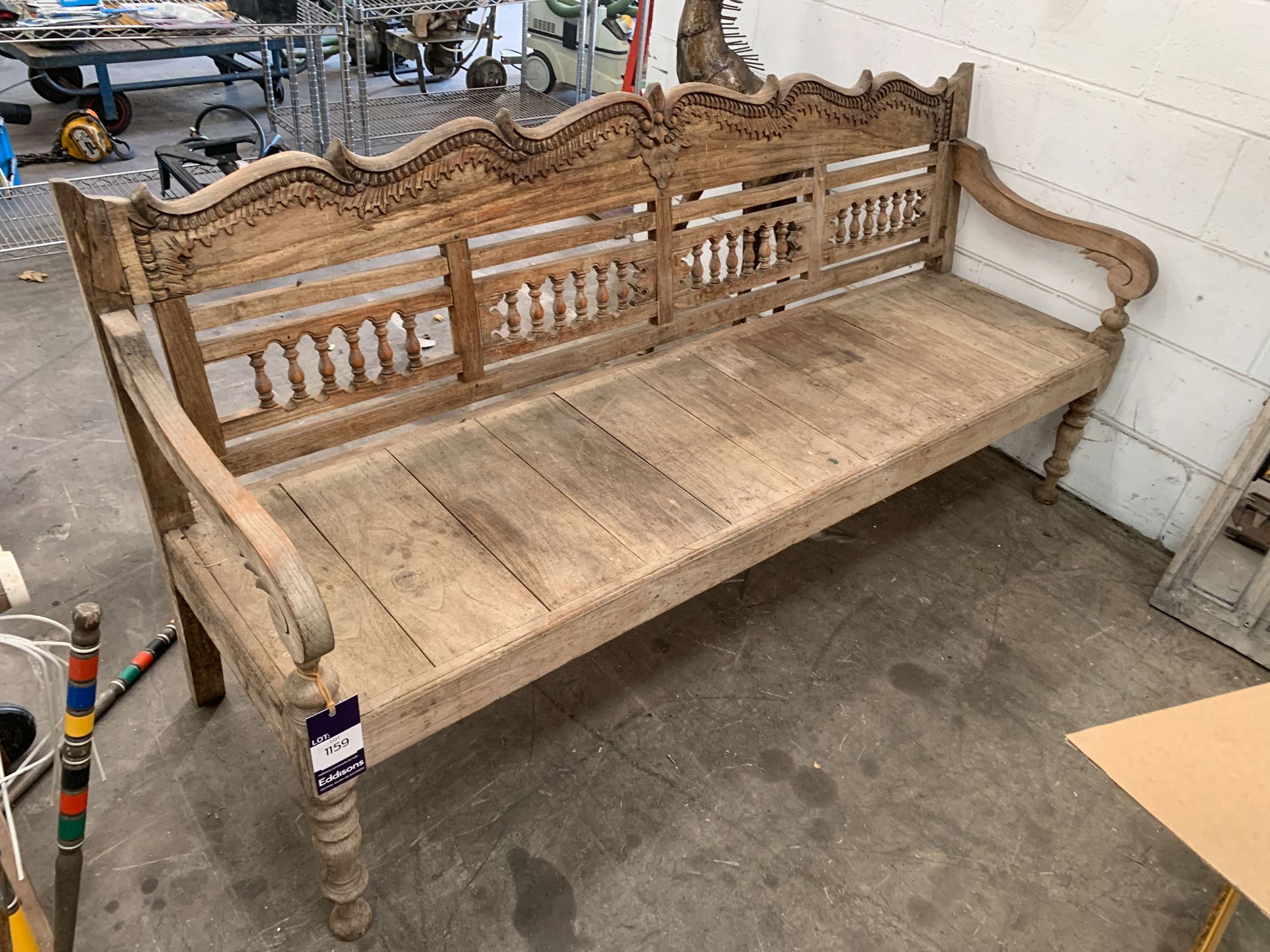 Carved Wooden Bench