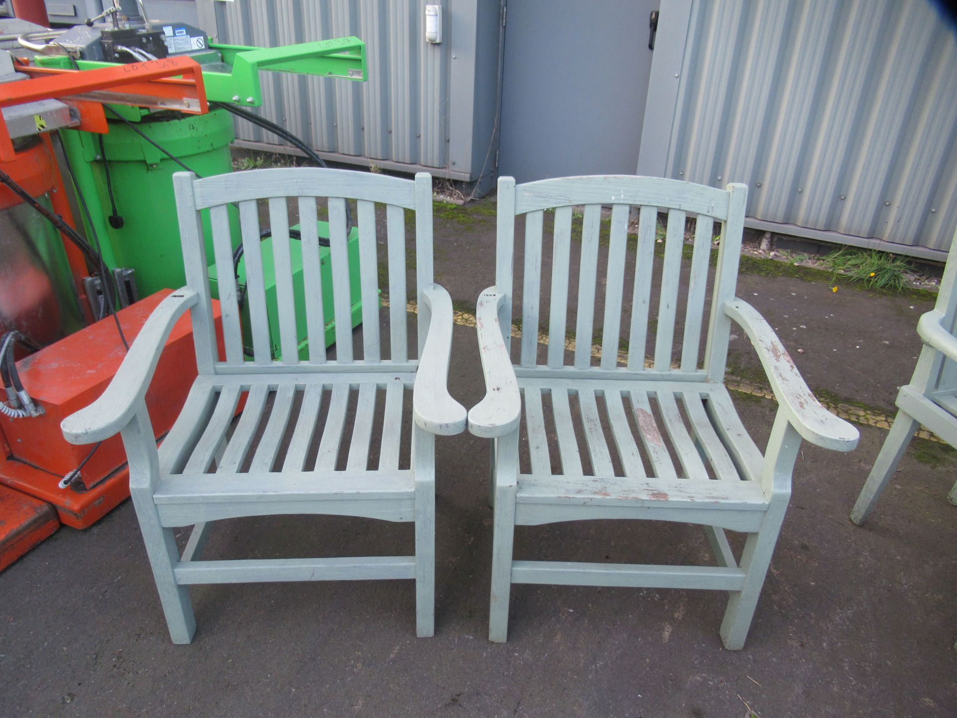A Pair of Painted Wooden Garden Chairs