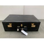 Asprey Black Leather Suitcase with Brass Details